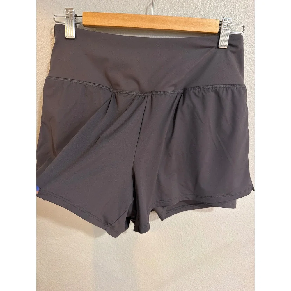 Spyder 2-in-1 Running Shorts Women Medium Gray Activewear Athletic Gym Shorts